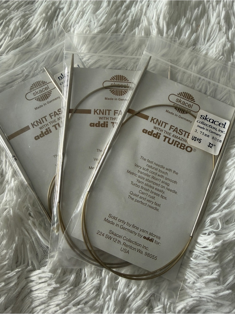 3 x Addi Turbo Circular Knitting Needles all 32 inch and 3.75 NWT